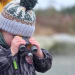 Finn, 3, was using binoculars. It was the 8th annual Christmas Bird Count for Kids (CBC4Kids) at Langley City&rsquo;s Brydon Lagoon on Sunday, Dec. 28, organized by the Langley City-based Explore Science Club. (Dan Ferguson/Langley Advance Times)